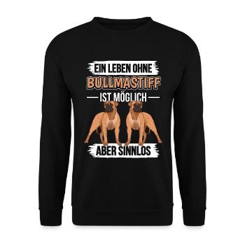 Bullmastiff Ein Leben ohne Bullmastiffs - Unisex Pullover - Schwarz - Vorne - Alina (178cm) & Michal (187cm)