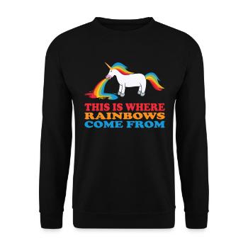 so entstehen regenbogen regenbögen einhorn unicorn - Unisex Pullover - Schwarz - Vorne - Alina (178cm) & Michal (187cm)