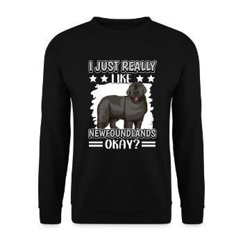Terre-Neuve I Just Really Like Newfoundlands - Sweat-shirt Unisexe - noir - Devant - Alina (178cm) & Michal (187cm)