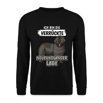 Neufundländer Die verrückte Neufundländer Lady - Unisex Pullover - Schwarz - Vorne - Alina (178cm) & Michal (187cm)