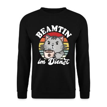 Beamter Katze Kaffee Katzen Beamtin - Unisex Pullover - Schwarz - Vorne - Alina (178cm) & Michal (187cm)