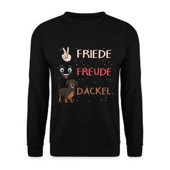Dackel Friede Freude Dackel - Unisex Pullover - Schwarz - Vorne - Alina (178cm) & Michal (187cm)