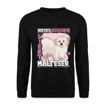 Malteser Dieses Mädchen liebt Malteser - Unisex Pullover - Schwarz - Vorne - Alina (178cm) & Michal (187cm)
