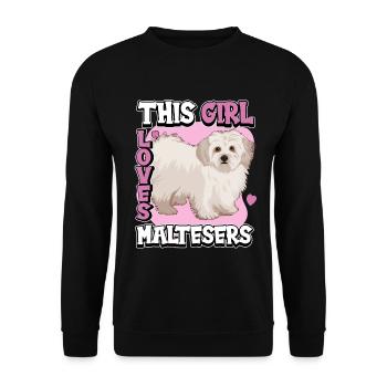 Maltais This Girl Loves Maltais - Sweat-shirt Unisexe - noir - Devant - Alina (178cm) & Michal (187cm)