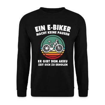 Ebike Sprüche EBiker Akku - Unisex Pullover - Schwarz - Vorne - Alina (178cm) & Michal (187cm)