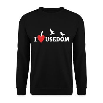 Usedom I Love Usedom Souvenir - Unisex Pullover - Schwarz - Vorne - Alina (178cm) & Michal (187cm)