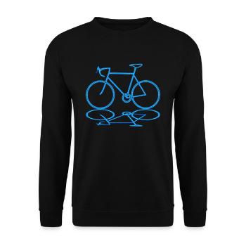 Road Bike Neon Blue with Reflection - Unisex Sweatshirt - black - Front - Alina (178cm) & Michal (187cm)