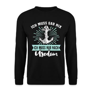 Usedom Souvenir Ostsee Sprüche - Unisex Pullover - Schwarz - Vorne - Alina (178cm) & Michal (187cm)