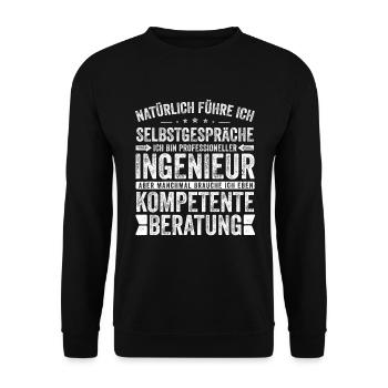 Ingenieur witziger Spruch für die Arbeit Beruf - Unisex Pullover - Schwarz - Vorne - Alina (178cm) & Michal (187cm)