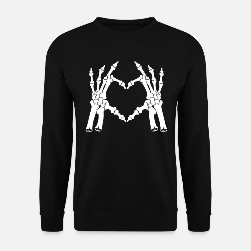 Finger heart shape - skeletal hand - Unisex Sweatshirt - black