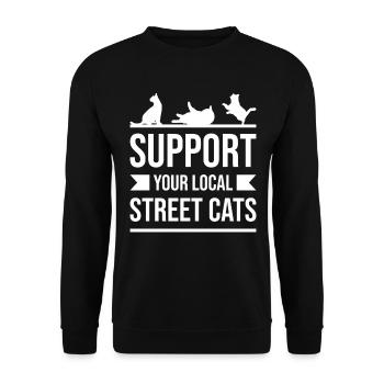 Unterstützen Sie Ihre Lokalen Straßenkatzen - - Unisex Pullover - Schwarz - Vorne - Alina (178cm) & Michal (187cm)