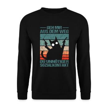 Geh Mir aus dem Weg du unnötiger Sozialkontakt - Unisex Pullover - Schwarz - Vorne - Alina (178cm) & Michal (187cm)