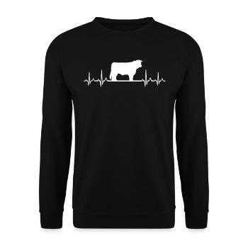 Hereford Rancher - Pulse Heartbeat Cow Farmer - Unisex Sweatshirt - black - Front - Alina (178cm) & Michal (187cm)