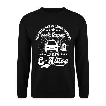 Elektroauto Papa EAuto Papas E-Auto Vater - Unisex Pullover - Schwarz - Vorne - Alina (178cm) & Michal (187cm)