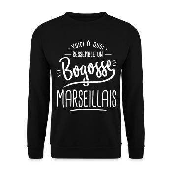 marseillais bogosse Cadeau humour marseille - Sweat-shirt Unisexe - noir - Devant - Alina (178cm) & Michal (187cm)
