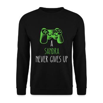 Une Sandra n’abandonne jamais - Gaming Name Gamer - Sweat-shirt Unisexe - noir - Devant - Alina (178cm) & Michal (187cm)