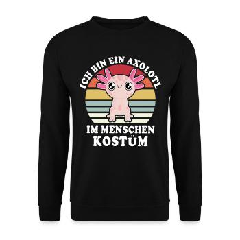 Axolotl Grottenolm Schwanzlurch Nacktmull - Unisex Pullover - Schwarz - Vorne - Alina (178cm) & Michal (187cm)
