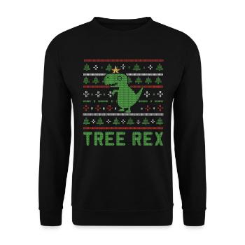 Dinosaurier Baum Rex Pyjamas - Tree Rex - Unisex Pullover - Schwarz - Vorne - Alina (178cm) & Michal (187cm)