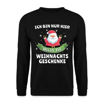 Frohe Weihnachten Sprüche Weihnachtsmann - Unisex Pullover - Schwarz - Vorne - Alina (178cm) & Michal (187cm)
