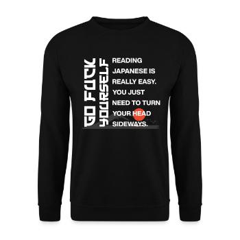 Reading Japanese is easy - Unisex Sweatshirt - black - Front - Alina (178cm) & Michal (187cm)