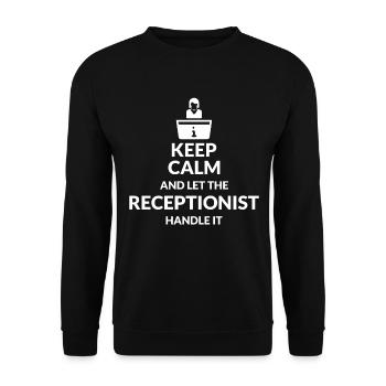 Behalten Sie Ruhig, Lassen Sie Die Rezeptionistin - Unisex Pullover - Schwarz - Vorne - Alina (178cm) & Michal (187cm)