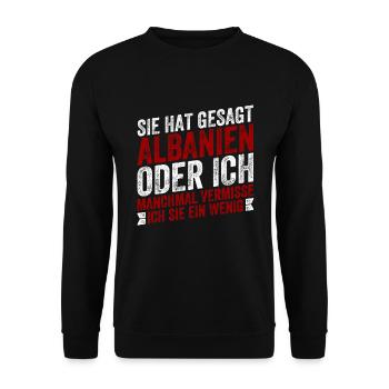 Albanien roter doppelkopfadler Albaner Geschenk - Unisex Pullover - Schwarz - Vorne - Alina (178cm) & Michal (187cm)
