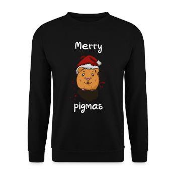 Merry pigmas guinea pig quote - Unisex Pullover - Schwarz - Vorne - Alina (178cm) & Michal (187cm)