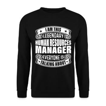 Legendärer HR-Manager In Aller Munde - Unisex Pullover - Schwarz - Vorne - Alina (178cm) & Michal (187cm)