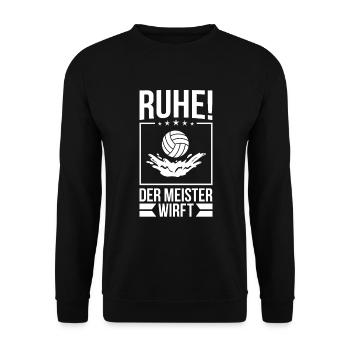 Ruhe! Der Meister wirft - Waterpolo Wasserpolo - Unisex Pullover - Schwarz - Vorne - Alina (178cm) & Michal (187cm)