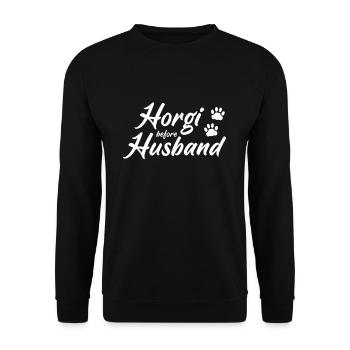 Horgi before Husband - Unisex Sweatshirt - black - Front - Alina (178cm) & Michal (187cm)