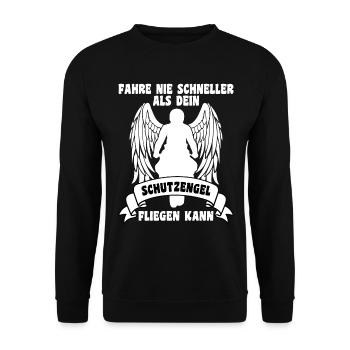 Motorrad fahre nie schneller als dein Schutzengel - Unisex Pullover - Schwarz - Vorne - Alina (178cm) & Michal (187cm)