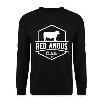 Kuhfarmer - Red Angus-Rinder - Unisex Pullover - Schwarz - Vorne - Alina (178cm) & Michal (187cm)