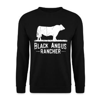 Black Angus Rancher - Cow Farmer - Unisex Sweatshirt - black - Front - Alina (178cm) & Michal (187cm)