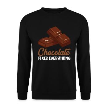 Le chocolat répare tout le chocolat drôle - Sweat-shirt Unisexe - noir - Devant - Alina (178cm) & Michal (187cm)