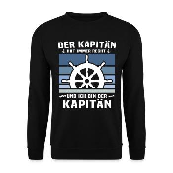 Kapitän Boot Käptn Sprüche Kapitaen - Unisex Pullover - Schwarz - Vorne - Alina (178cm) & Michal (187cm)