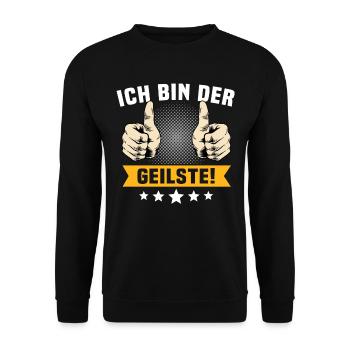Geiler Typ Geil Ich bin der Geilste - Unisex Pullover - Schwarz - Vorne - Alina (178cm) & Michal (187cm)