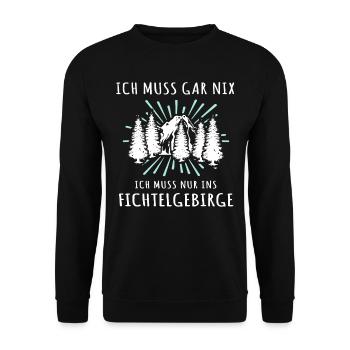 Fichtelgebirge Spruch Fichtelgebirgler - Unisex Pullover - Schwarz - Vorne - Alina (178cm) & Michal (187cm)