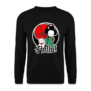 Japanese cat and women are friends - Unisex Sweatshirt - black - Front - Alina (178cm) & Michal (187cm)
