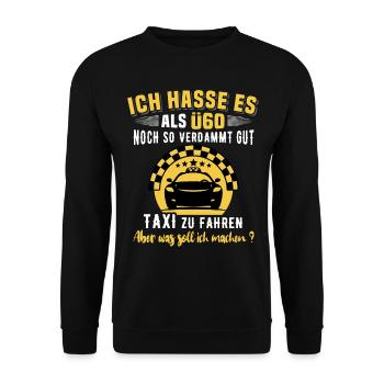 Taxifahrer Ü60 Geburtstag 60 Jahre Taxi Fahren - Unisex Pullover - Schwarz - Vorne - Alina (178cm) & Michal (187cm)
