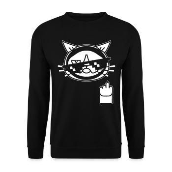 Doigt d’honneur de chat - Chat noir retourné - Sweat-shirt Unisexe - noir - Devant - Alina (178cm) & Michal (187cm)