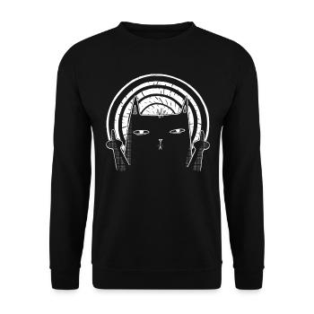 Doigt d’honneur de chat - Chat noir retourné - Sweat-shirt Unisexe - noir - Devant - Alina (178cm) & Michal (187cm)