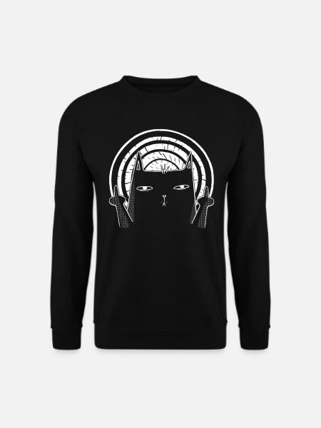 Cat Middelvinger - Fliplipping Black Cat - Uniseks sweater - zwart