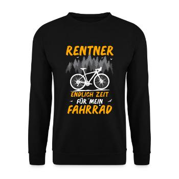 Rentner Fahrrad Bike Ruhestand - Unisex Pullover - Schwarz - Vorne - Alina (178cm) & Michal (187cm)
