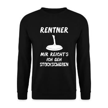 Rentner Stockschießen Ruhestand - Unisex Pullover - Schwarz - Vorne - Alina (178cm) & Michal (187cm)