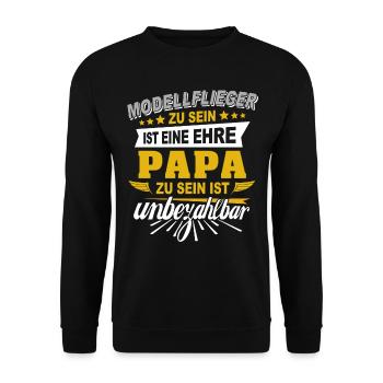 Modellflieger Papa Modellflug Modellfliegen - Unisex Pullover - Schwarz - Vorne - Alina (178cm) & Michal (187cm)