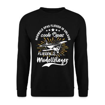 Modellflieger Opa Modellflug Modellfliegen - Unisex Pullover - Schwarz - Vorne - Alina (178cm) & Michal (187cm)