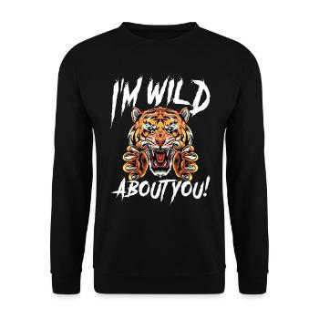 I'm Wild About You Brüllender Tiger - Unisex Pullover - Schwarz - Vorne - Alina (178cm) & Michal (187cm)