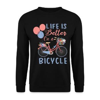 Fahrrad Fahrradfahren Fahrradfahrer Stadtrad Rad - Unisex Pullover - Schwarz - Vorne - Alina (178cm) & Michal (187cm)