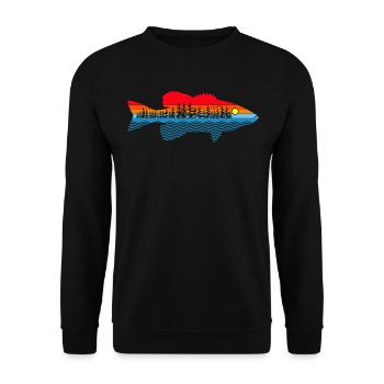 Outdoor-Angeln - Fisher Smallmouth Bass - Unisex Pullover - Schwarz - Vorne - Alina (178cm) & Michal (187cm)