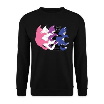 Drapeau LGBTQ - Cute Cat Pile Gender Fluid - Sweat-shirt Unisexe - noir - Devant - Alina (178cm) & Michal (187cm)